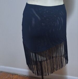 Hot & Delicious Mini Fringe Black Skirt Size S
